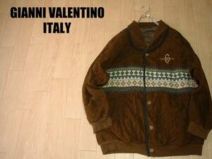 GIANNI VALENTINO ITALYショールカラーウールカーディガンL正規ジャンニヴァレンチノレトロアンティークセーターライナー付カウチンガウン