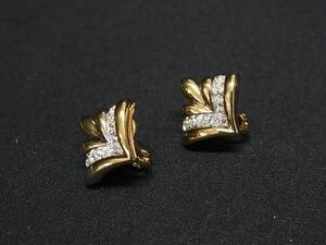 ■美品■ NINA RICCI ニナリッチ ラインストーン クリップ式 イヤリング アクセサリー レディース ゴールド系 DE7824