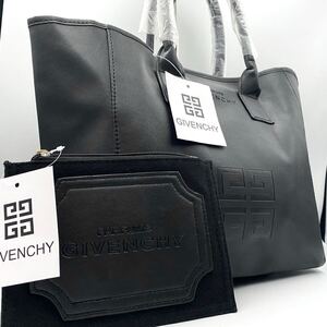 1円〜 新品未使用 ジバンシー GIVENCHY ジバンシィ メンズ トートバッグ ビジネス ショルダー ハンド ポーチ付き ブラック 黒 A4収納 通勤 