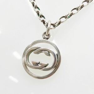 正規品　GUCCI グッチ GGシルバーネックレス SV925 Silver レディース メンズ アクセサリー 銀 トップ19×19mm 12.7g 全長約43.5cm R阿1022