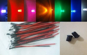 12V 抵抗 配線付きLED 七色RGB50本 送料無料