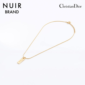 クリスチャンディオール Christian Dior ネックレス ロゴプレート ゴールド