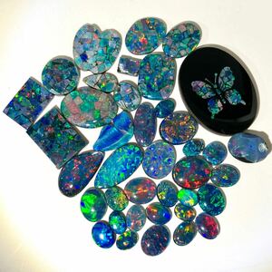 1円〜!!遊色効果!!［ダブレットオパールおまとめ101ct］n 約20.2g ルース 裸石 宝石 ジュエリー jewelry doublet opal w4 14