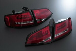 [2日限り] テールランプ LEDライトバー レッド&クリスタル アウディ A4 B8 2008～2012 セダン