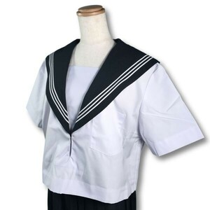 【新品未使用品】セーラー夏服上衣&おまけスカート1着★学生服*横開き*紺襟*ホワイト3ライン*白色*ホワイトボディ*165B*15号(SB165B)