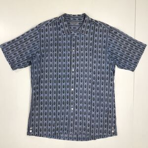 BLUE LABEL UNITED ARROWS 半袖シャツ　開襟　総柄　日本製　ストライプ　ガラシャツ　メンズ　Mサイズ　38-25a