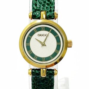 【1円スタート】GUCCI グッチ シェリーライン GP×革ベルト シルバー文字盤 クオーツ レディース腕時計 ジャンク 362202