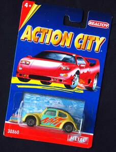 【絶版・稀少入手困難・未開封】VW ビートル ミニカー トミカサイズ　★REALTOY ACTION CITY ★ 全長7.2cm