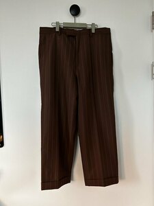 WACKO MARIA DORMEUIL PLATED TROUSER / BROWN / XL