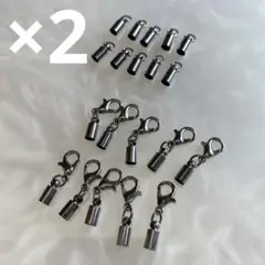 レザーコードエンドキャップ 4 mm シルバー アクセサリー DIY