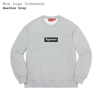 新品 タグ フル 装備 シュプリーム SUPREME Box Logo Crewneck 黒 ボックスロゴ クルーネック 灰 スウェット トレーナー グレー 灰色 L