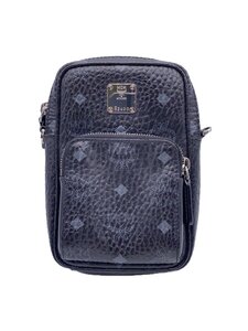 MCM◆mini visetos/ショルダーバッグ/レザー/BLK/総柄/mmr asvi02 bk001