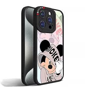 iphone 15 Pro 用 ケース 一体型 カメラ レンズ 保護 ディズニー ミッキー グラデーション オーロラ アイフォン case 人気 オシャレ 