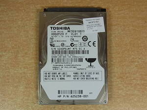 △B/891●東芝 TOSHIBA☆2.5インチHDD(ハードディスク)☆320GB SATA300 7200rpm☆MK3261GSYN☆中古品