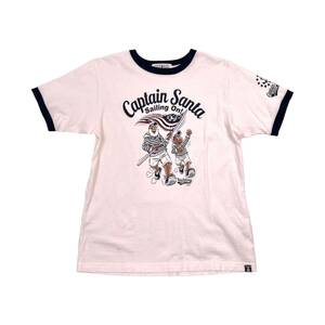 CAPTAIN SANTA キャプテンサンタ 半袖 プリント リンガー Tシャツ カットソー M/ホワイト 白系/メンズ 日本製 JMD