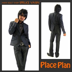 【Place plan】1Bセットアップ☆シャンブレースーツ☆新品ブラックS