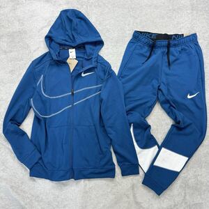 新品未使用 NIKE Mサイズ ナイキ スウェット セットアップ 上下 パーカー ジョガーパンツ ビックロゴ デカロゴ ホワイト 白 青 正規品