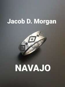 美品格安 Jacob D. Morgan ジェイコブモーガン スタンプワーク シルバーリング 約12号　NAVAJO ナバホ インディアンジュエリー 定価220ドル