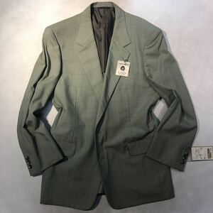 新品 【サイズAB5 M★COOLWOOL】2Bシングルジャケット グリーン系チェック柄 背抜き サイドベンツ ゴルフ カジュアルジャッケット ウール