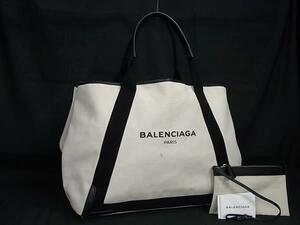 1円 ■美品■ BALENCIAGA バレンシアガ 339936 ネイビーカバスM キャンバス トートバッグ ハンドバッグ レディース ベージュ系 FI1923