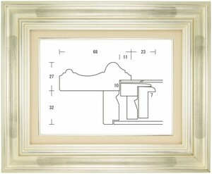 額縁 油彩額縁 油絵額縁 木製フレーム 春海角紋 銀 サイズF8号