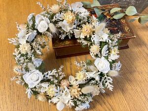 Handmade◆ハンドメイド◆ドライフラワー◆プリザーブドフラワー◆リース◆壁掛け◆壁飾り◆rose ラグラス botanical wreath◆年中ok＊＊＊