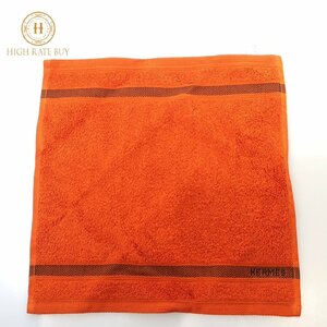 【未使用品】HERMES エルメス ハンドタオル カレタオル シェブロン オレンジ コットン100% H101341M-05 ハンカチ レディース メンズ CARRE