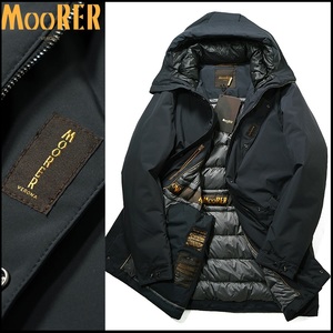 コレを超える品質はない！紳士の頂点30万【MOORER】ムーレーALIBRANDO/一番人気ネイビー/AQUA強撥水フーデッドダウンコートジャケット52/XL