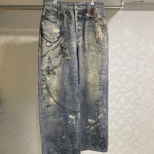 1円〜　Acne Studios アクネ ストゥディオズ 24AW Baggy Print Jeans バギープリント ジーンズ デニムパンツ インディゴ AK0850