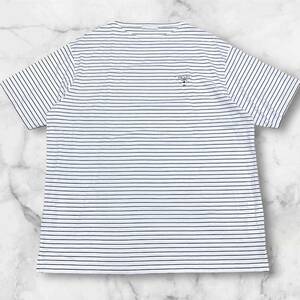 美品　22SS プラダ　Tシャツ　ボーダー　三角ロゴ　XLサイズ相当　ホワイト　コットン　カットソー
