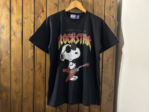 新品★スヌーピー　ロックスター　ビンテージスタイル　Tシャツ【L】★アニメ/マンガ/ピーナッツ/SNOOPY/ROCKSTAR