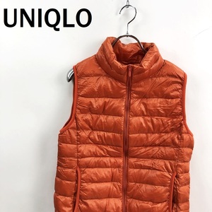 【人気】UNIQLO/ユニクロ ダウンベスト ナイロン100％ フェザー オレンジ サイズM レディース/S5560