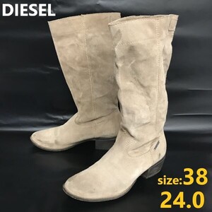 ディーゼル/DIESEL★本革/スエードレザー/ロングブーツ【レディース/38/24.0程度/ベージュ/beige】3.5cmヒール/Boots/shoes◆pWB95-31