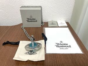 1円～ 未使用 4.4cm【Vivienne Westwood ヴィヴィアンウエストウッド】水色×シルバー オーブ ネックレス スモール 箱付き