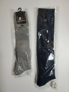 ハイソックス　2足　未使用　グレーとネイビー