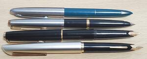 PLATINUM 18K 中字/MONTBLANC 420 585/PARKER/HERO329英雄/ 万年筆 4点 