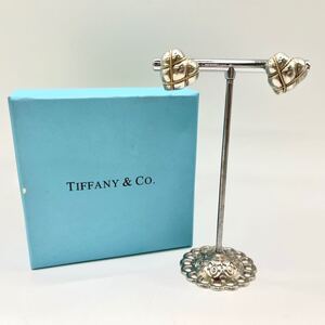 美品 ピアス Tiffany&Co. ティファニー ハート チェーン ロープ 925 750 K18 シルバー×ゴールド 