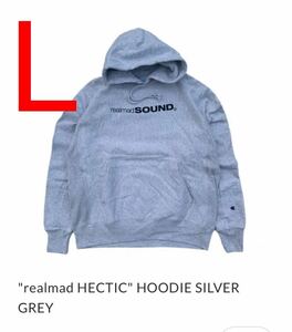 新品 国内正規 realmad HECTIC CHAMPION HOODIE silver grey L A-1 clothing realmad sound シルバーグレー