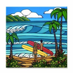 大判 70×70 アートポスター/サーフィン ハワイアン ハワイ 海 波 サーフ サーフボード フラダンス 南国 風景 自然 絵 オマージュ ポスター