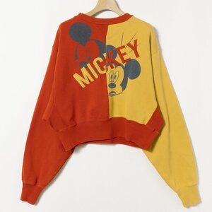 Disney SERIES CREATED by MOUSSY ディズニーシリーズクリエイテッドバイマウジー F トレーナー ミッキー レッド イエロー マスタード 長袖