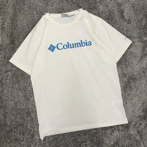 Columbia コロンビア 半袖Tシャツ 半袖カットソー サイズL ロゴプリント ホワイト 白 omni wick ドライ メンズ トップス 最落なし （P20）