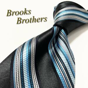 【美品】Brooks Brothers ブルックスブラザーズ ネクタイ リバースストライプ柄 アメリカ製 メンズ スーツ レジメンタル ハイブランド 高級