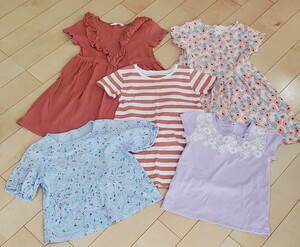 130サイズ　まとめ売り　5点　女の子 ユニクロ　H&M　無印良品　子供服 Tシャツ トップス　ワンピース　