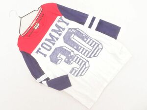 ネコポスOK TOMMY HILFIGER トミーヒルフィガー 7分袖 カットソー sizeS/白ｘ紺 ■◇ ☆ eia2 レディース