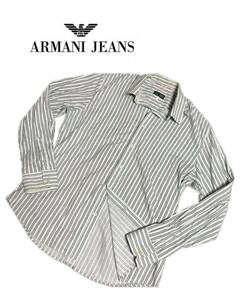 【ARMANI JEANS】長袖シャツ ストライプシャツ アルマーニジーンズ メンズ L XL 水色