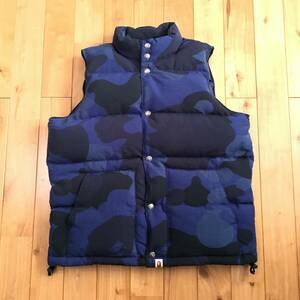 ★XL★ ダウン ベスト Giant Blue camo a bathing ape BAPE camo Puffer Down vest エイプ ベイプ アベイシングエイプ zoom 迷彩 i716