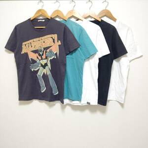 お得!!【まとめ売り】半袖 Tシャツ 5着 セット UNIQLO マジンガーZ ワンピース ポケモン アニメ 映画 コラボ メンズ サイズ L /Y12873j