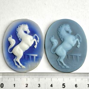 馬モチーフ!!●ストーンカメオ2点おまとめ●j 17.9g/89.5ct 裸石 ジュエリー jewelry stone cameo 貴婦人 ブローチ 彫刻 作家物 horse