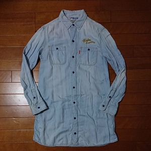 RodeoCrownsロデオクラウンズ長袖ロングダンガリーシャツ(水色)size１