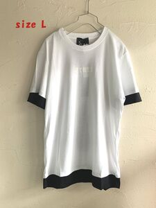 新品★最大値下げ　PYREX　パイレックス 半袖Tシャツ　切替　前後プリント　ホワイトxブラック　サイズL 　参考価格8,800円